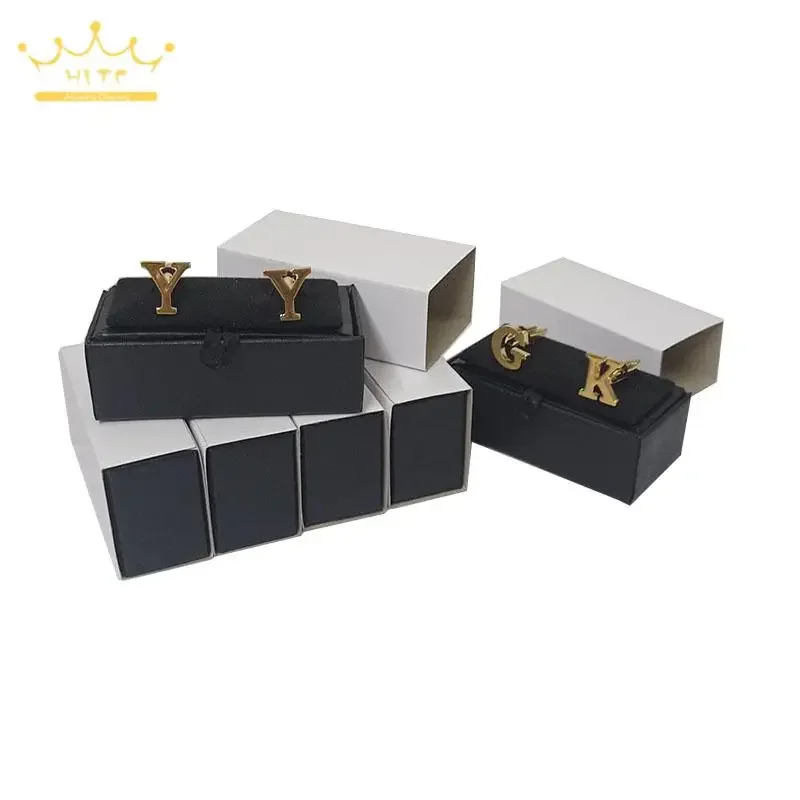 Wholesale Black Faux Leather Cufflinks Box Jewelry Organizer Cuff-Link Storage Case Mens Gift Boxes Cufflinks Display Box