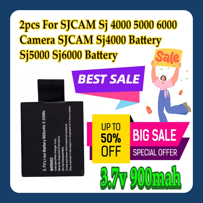 

2pcs For SJCAM Sj 4000 5000 6000 Camera SJCAM Sj4000 Battery Sj5000 Sj6000 Battery