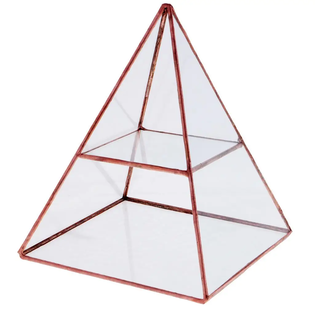 2 x Clear Glass Pyramid Tiered Jewelry Display Box Jewelry Organizer