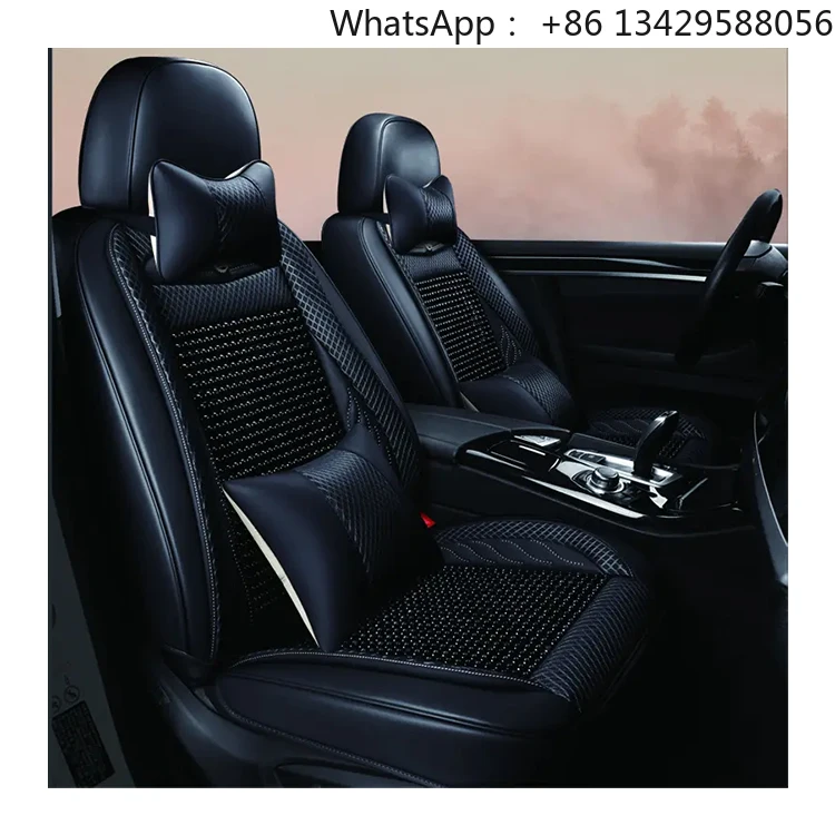 

Full Set Universal Leather Wooden Beads Set Anti-Slip Seat Cushions Protector Car Seat Covers