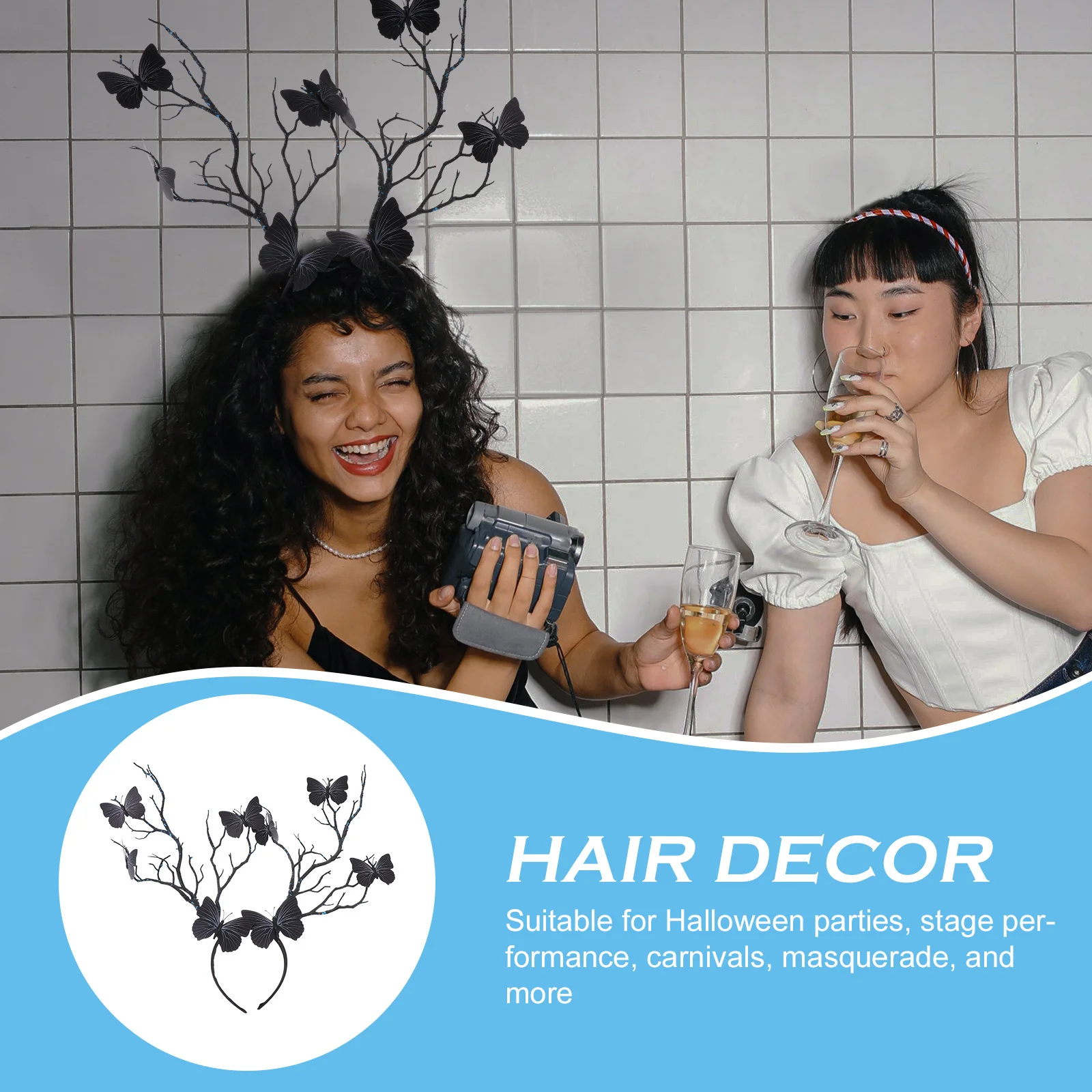 

1Pcs Deer Horn Halloween Headband Hair Accessory Festival Party Headdress Cosplay Prop Halloween Headpiece Hair Decor