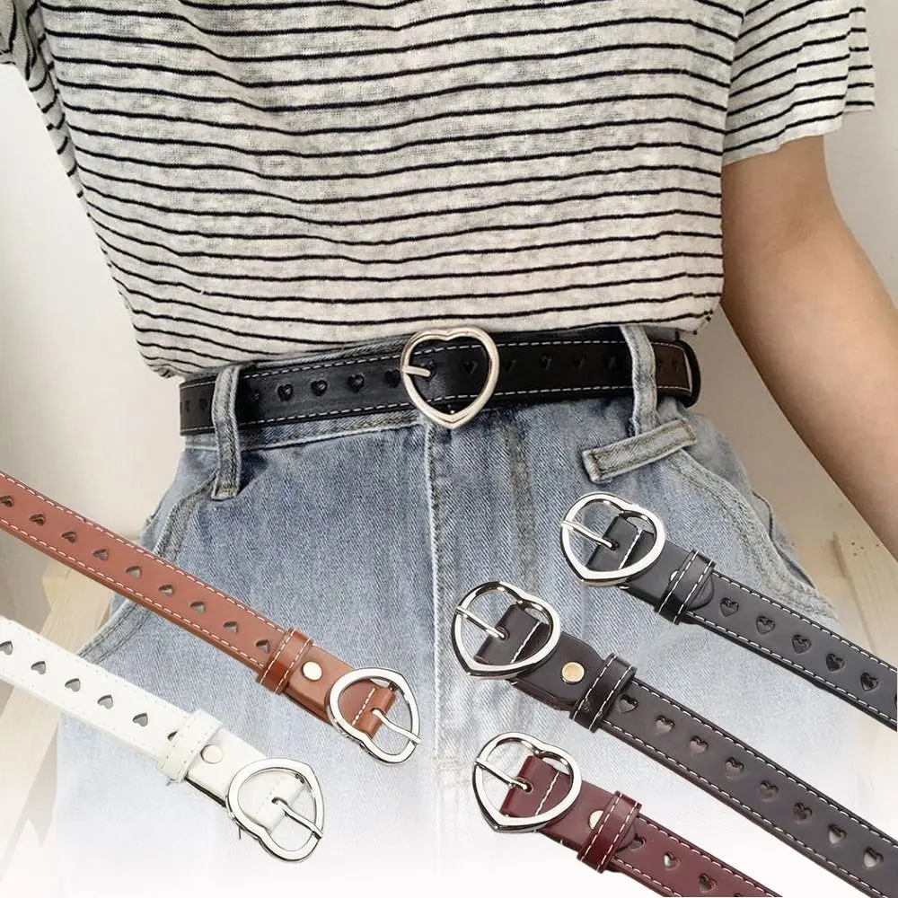 

Fashion Heart Eyelet Grommet Love Heart Belts Punk Hip Hop PU Leather Belt Gothic Y2k Pin Buckle Waistband For Women Man