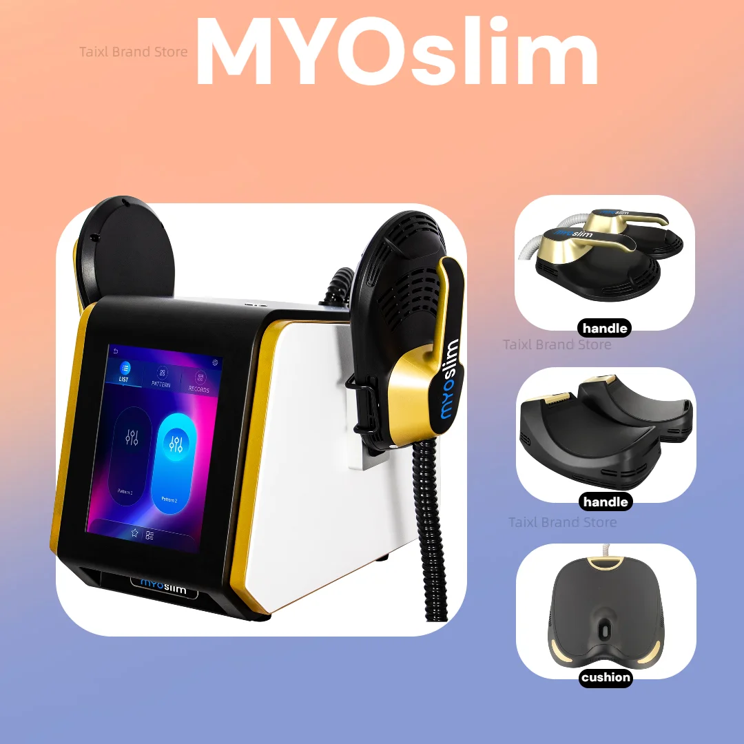 

Профессиональная машина для моделирования тела MYOslim, 6500 Вт, 2 ручки, портативная радиочастотная машина для стимуляции мышц, машина для похудения