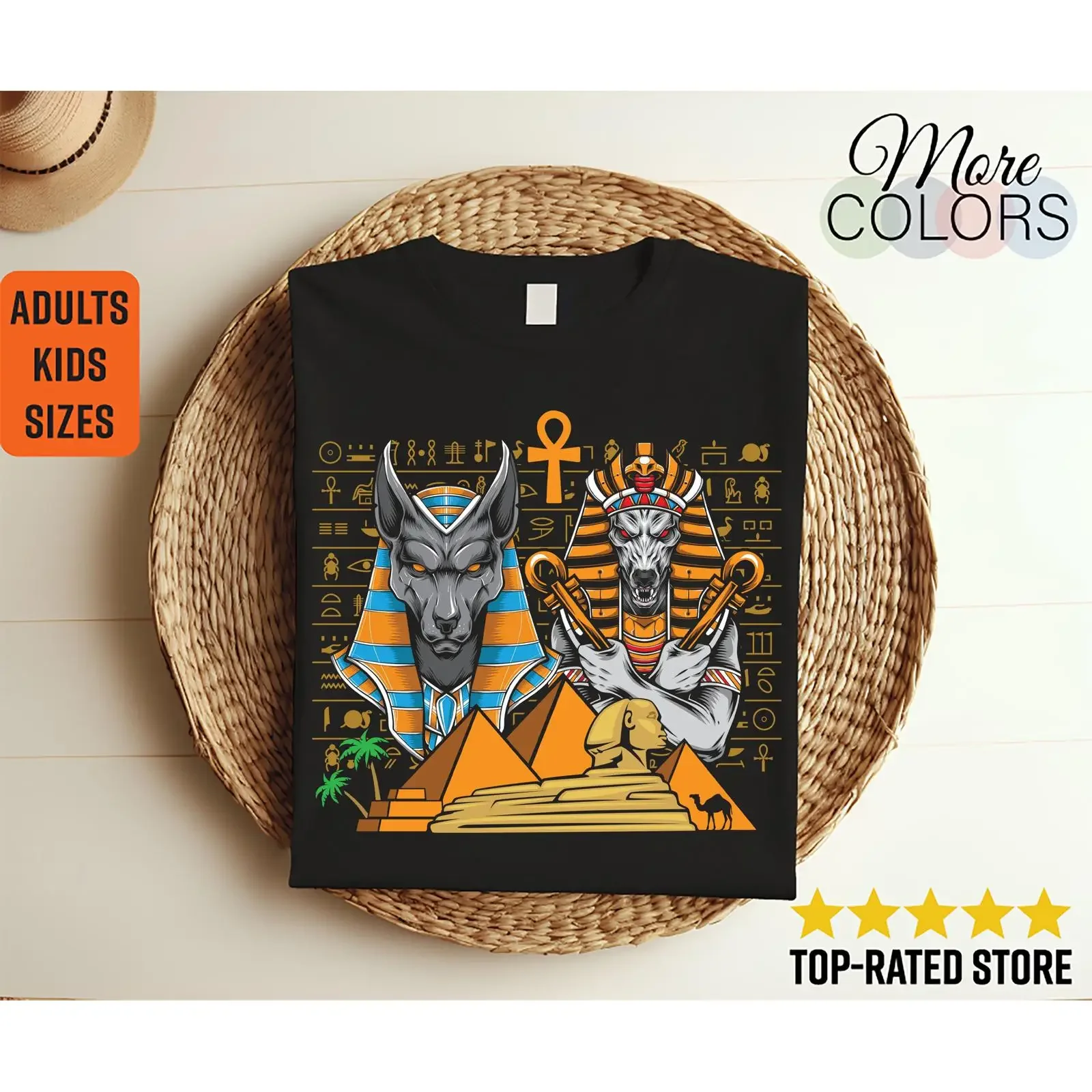 Ancient Egypt Mythology Anubis Ra Gods T Shirt Egyptian Hieroglyphs Pyramid Culture Archaeology Egyptologist History  vintage