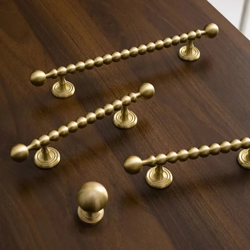 Solid Brass Round Ball Drawer Knobs Kitchen Cabinet Handles Modern Bedroom Wardeobe Pulls Copper Simple Furniture Hardware
