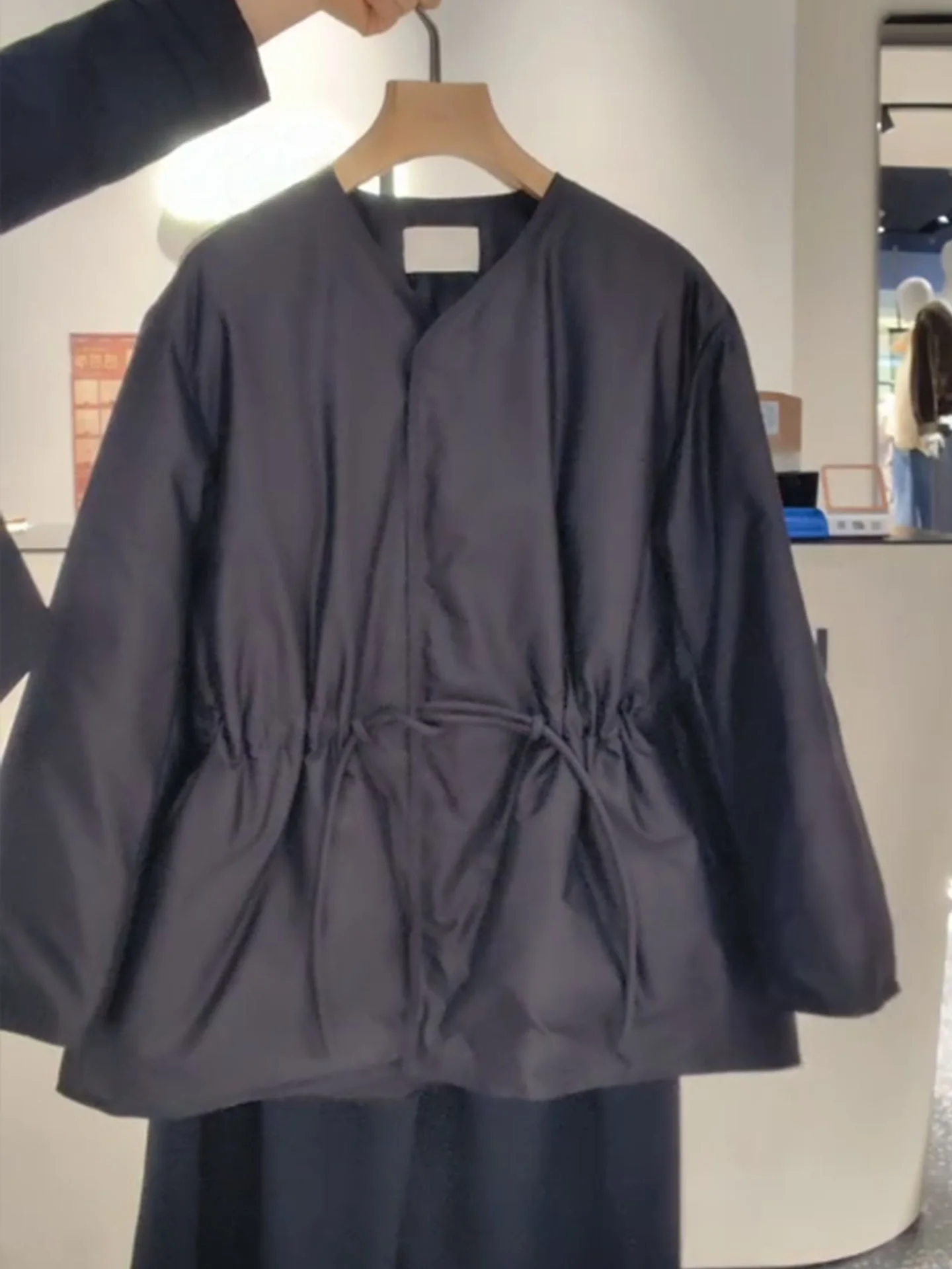 Ele Bla Mid-Length Women's down Jaet Winter 2025 Dstring Waist Loose Versatile Warm Outerwear Commute Sle Korean...