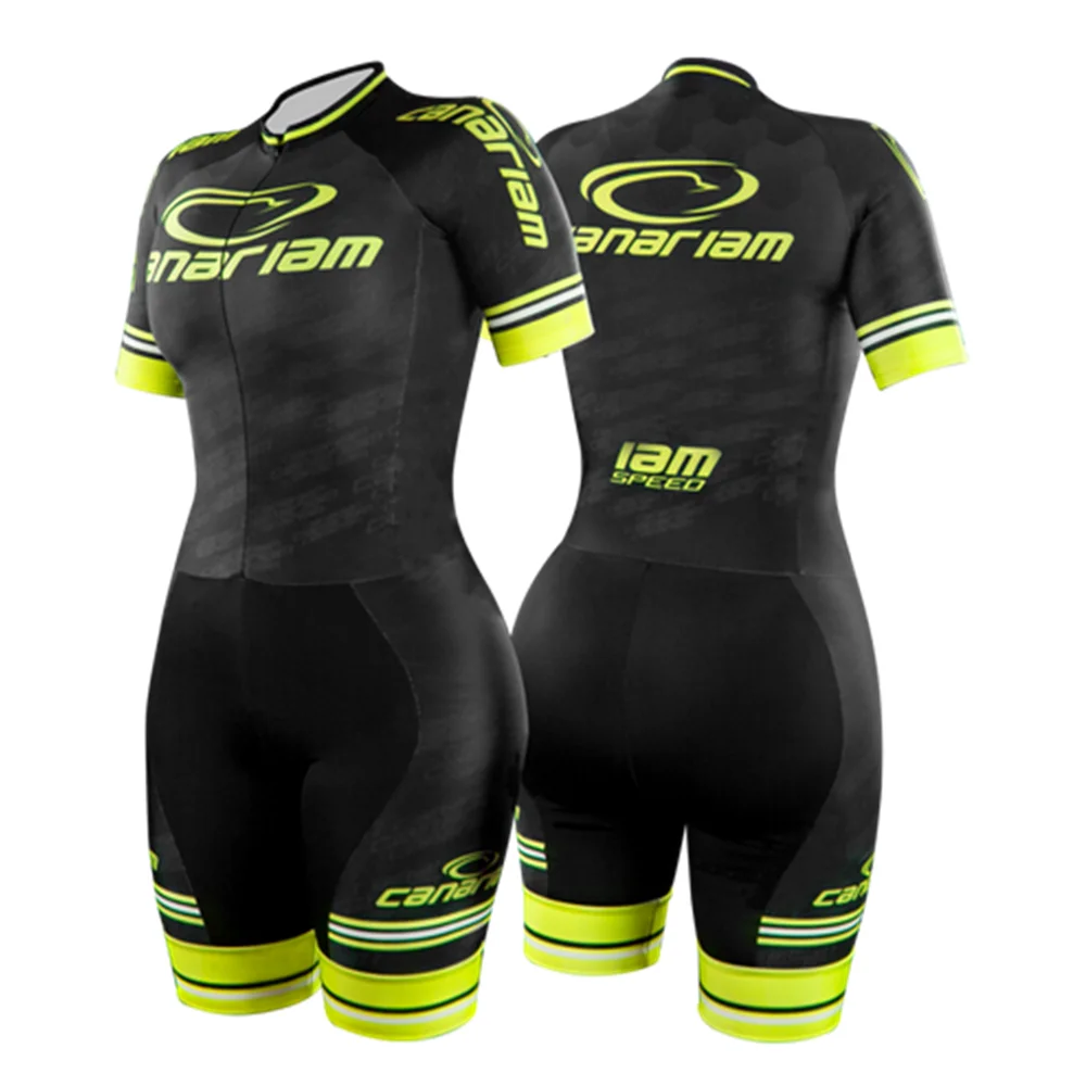 2023 Women Short Sleeve Speed Skating Suit Jumpsuit Roupa Ciclismo Straight Row Wheel Speed Skating Ironman Racecourse