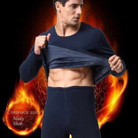 Thermal Underwear Men's Thickened and Padded Cold Protection Warm Set of Winter Fall Clothing +Pants Sweater Warm Suit