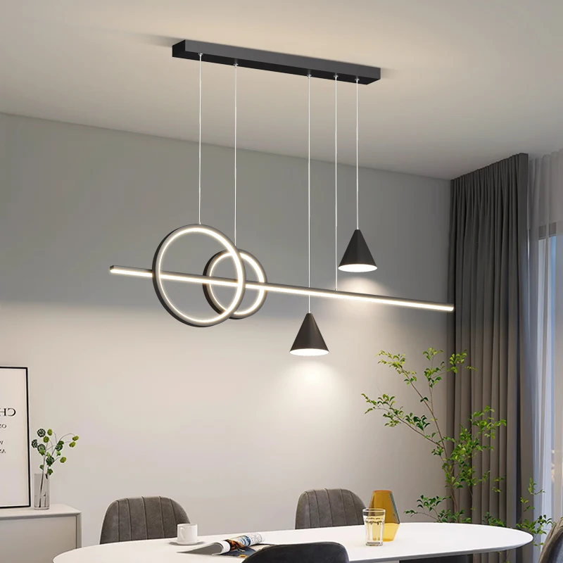 Imagem -03 - Lâmpada Pingente Led Moderna Mesa de Jantar Regulável Lusters de Cozinha Lustre Preto e Branco Minimalista Decoração para Casa Luminárias