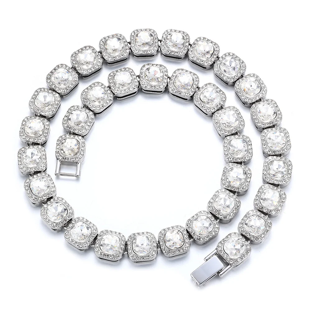 الهيب هوب 12 مللي متر مايكرو تمهيد الشق مكعب الزركون 1 صف سبيكة تنس سلسلة سوار قلادة بلينغ رجالي للرجال النساء مجوهرات #6