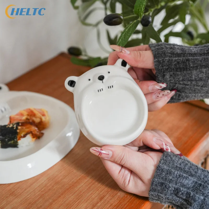 Prato de tempero de cerâmica, prato pequeno de sabor, prato de molho de cachorro fofo, prato pequeno de manteiga, mini tigela de molho de soja de sushi, 1 peça