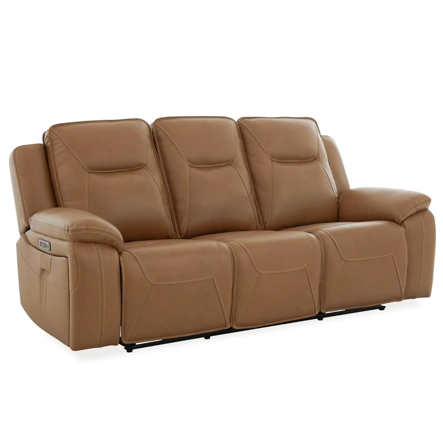 

Liberty Furniture Callihan Power Recline Sofa with Charging Ports, Heat and Massage, Hidden Storage - York Butternut Leather