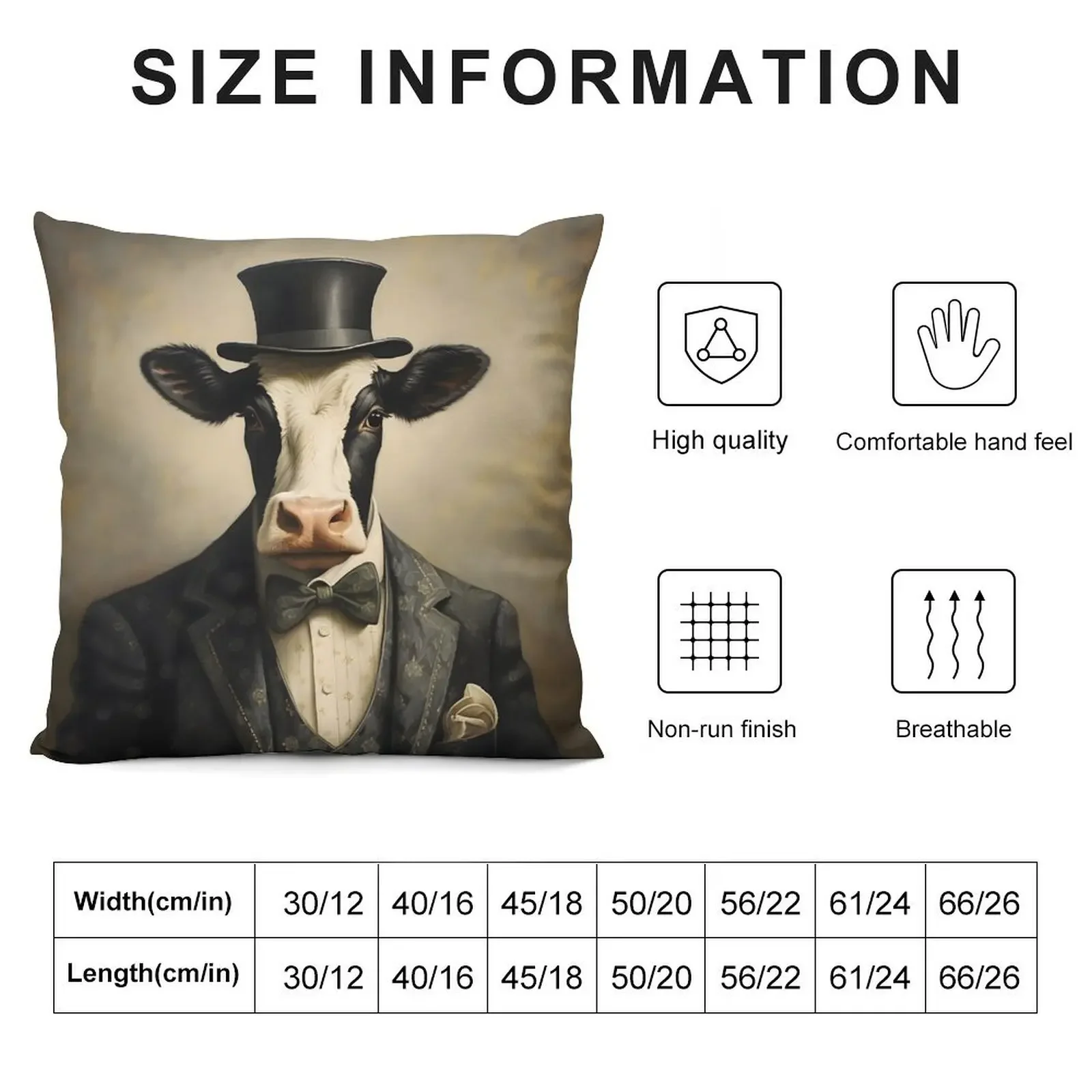 Dapper Cow Portrait Art Throw Pillow pillow cover christmas Decorative Pillow Covers For Sofa