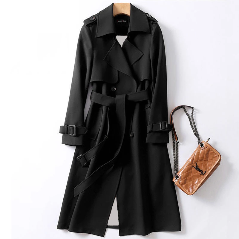 Imagem -02 - Primavera Verão Novas Mulheres Cabolsa Longo Feminino Duplo Brasted Blusão Fino Coreano com Cinto Trench Coat Senhoras Outwear Jaquetas 2023