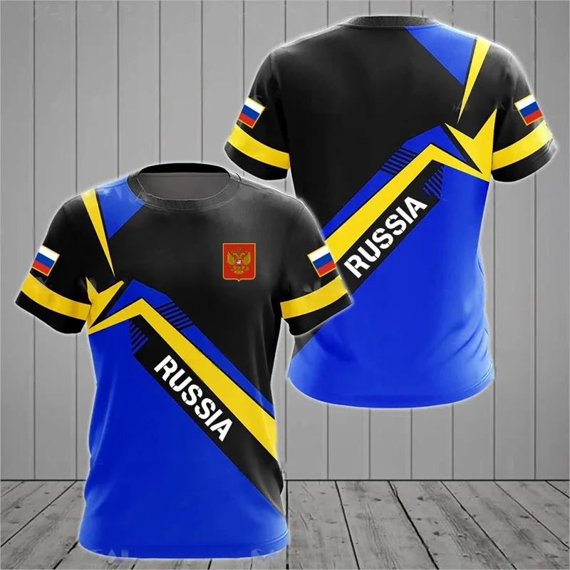 Russland-T-Shirt mit doppelköpfigem Adler-Wappen für Männer und Frauen, Nationalflagge im Militärstil, lässiges Streetwear-Oberteil, Fußballtrikot – Detail 10