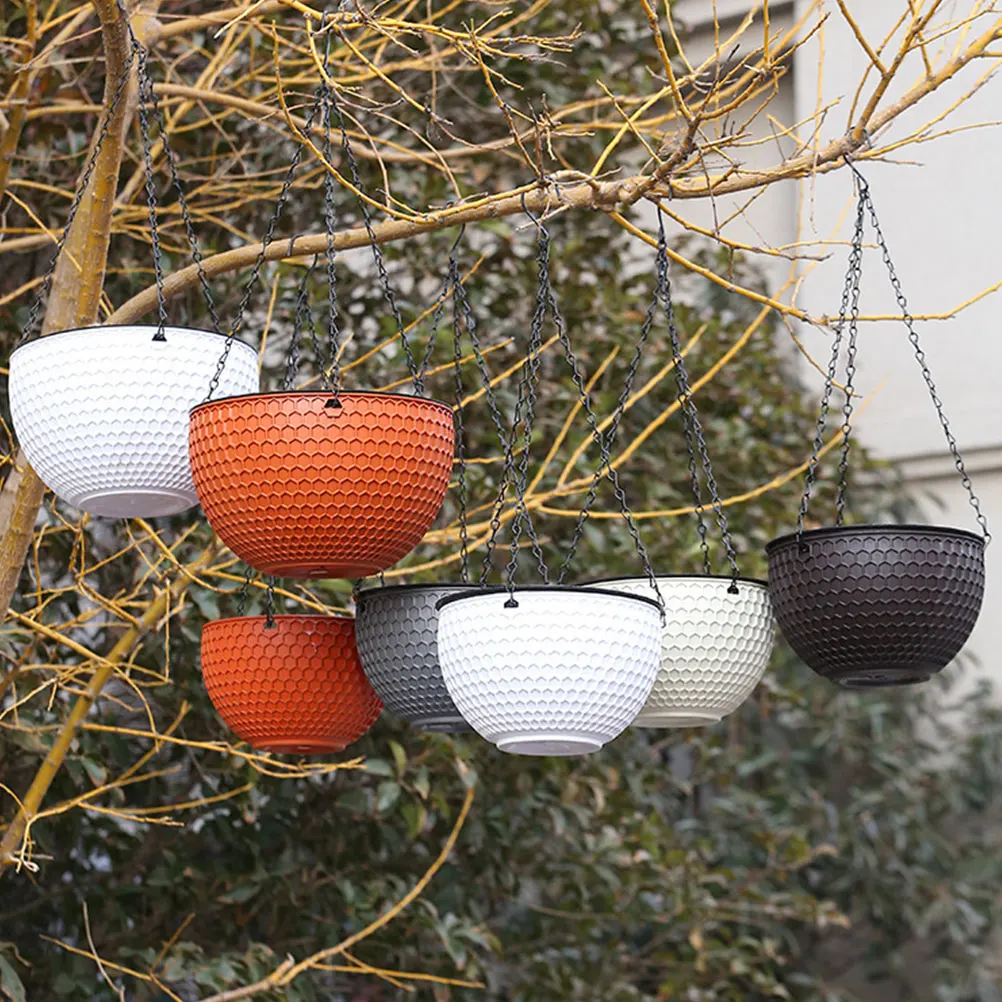 

2 pcs Rattan Hanging Basket Flower Pot Plastic Planter Balcony Chlorophytum Garden Decor Modern Style Premium