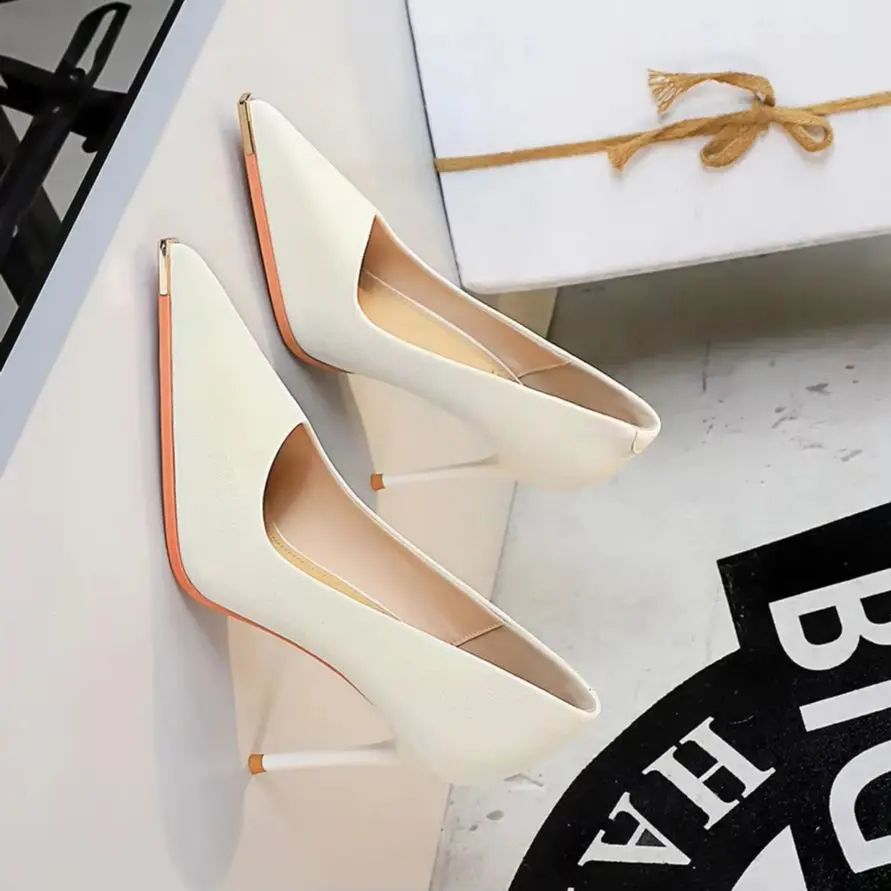 

Обувь BIGTREE, модные женские туфли-лодочки на высоком каблуке с металлическим носком, роскошные туфли высокого качества для банкетов, пикантная обувь для вечеринок на шпильке 9,5 см