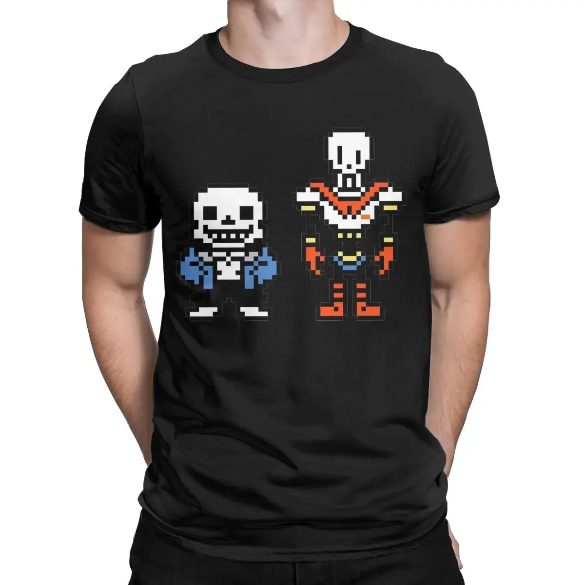 Game Pure Cotton Clothes Casual Short Sleeve Crewneck Tees Men Undertale Sans And Papyrus T Shirt  Plus Size T-Shirt harajuku