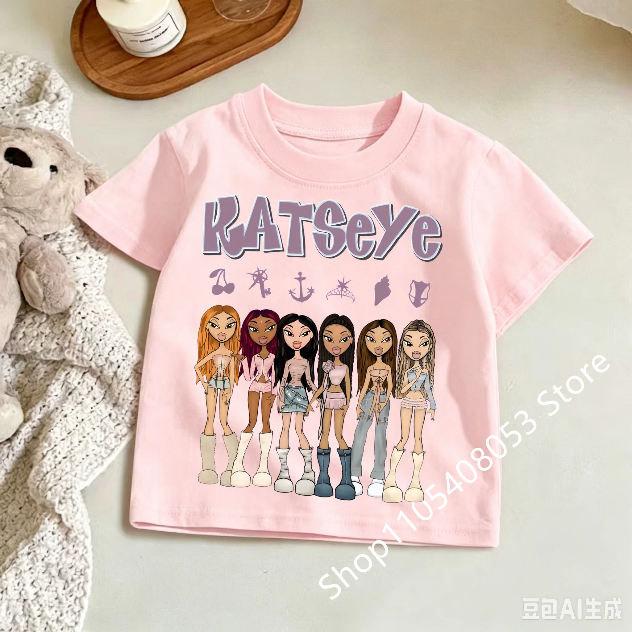 Unisex Katseye Printed Fan Support  T-Shirt Casual Daily Wear for Music Lovers & Kids Sizes Available