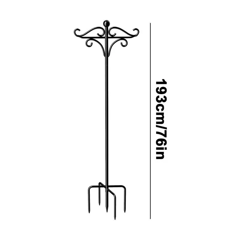 Double Shepherd Hooks For Bird Feeders Garden Hook Shepherds Hook Heavy Duty Iron Adjustable Hook Outside With 5 Prongs Base For