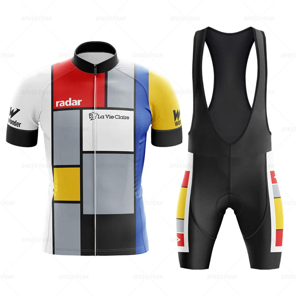 Retro Cycling Jersey Set Classical Bicycle Suit Bike Short Sleeve Men Bib Shorts Clothes Por team  Factory  Gel breathable pad