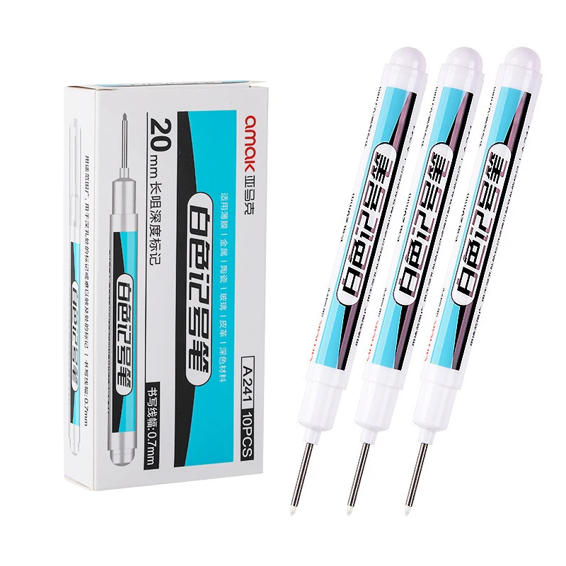 10pcs White Marker Set Oily Fine Tip Courier Waterproof Non-Fading Greeting Card Tire Glass Highlighter Pen Can Not Be Erased