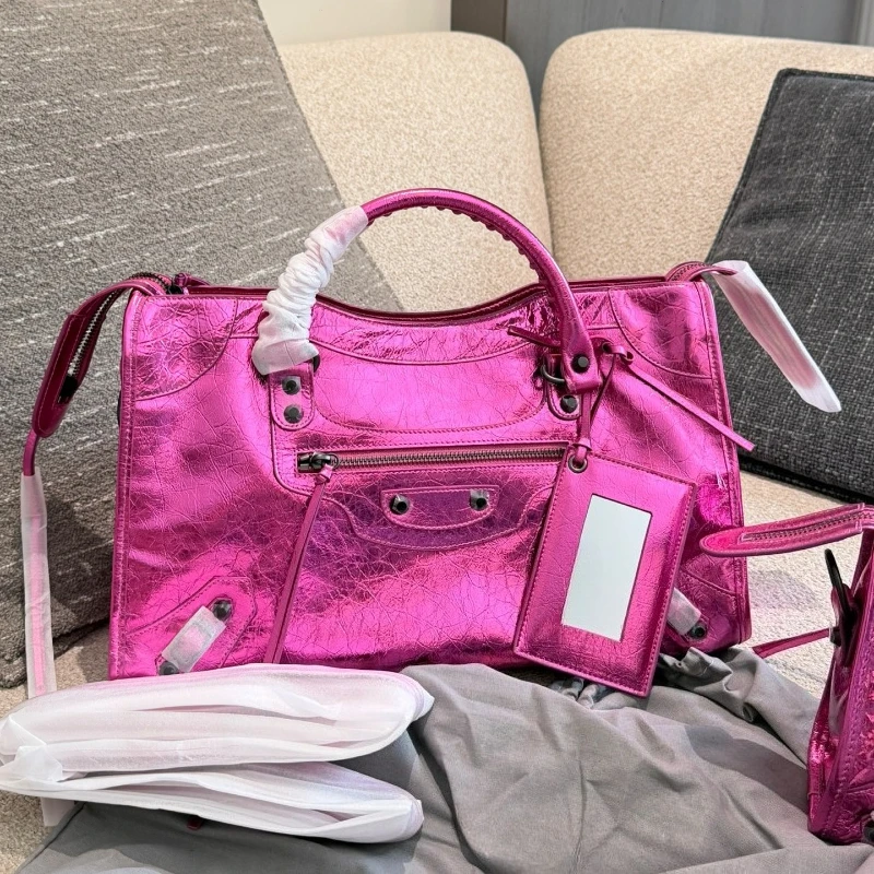 New Classic Motorcycle Bag Women High End Fashion Genuine Leather Underarm Shoulder Crossbody Handbag Retro Rivet Detachable Strap Daily Commuter Bag view 4