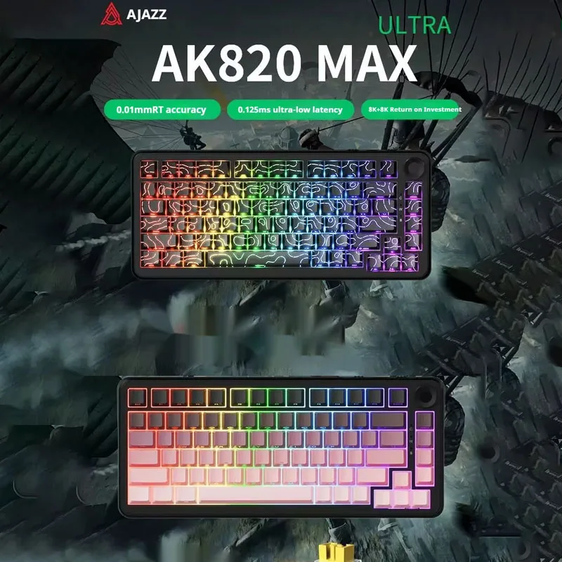 

hot Ajazz Ak820 max Ultra Magnetic Axis Wireless Mechanical 3-Mode Bluetooth Axis Side Engraving Game E-Sports Keyboard