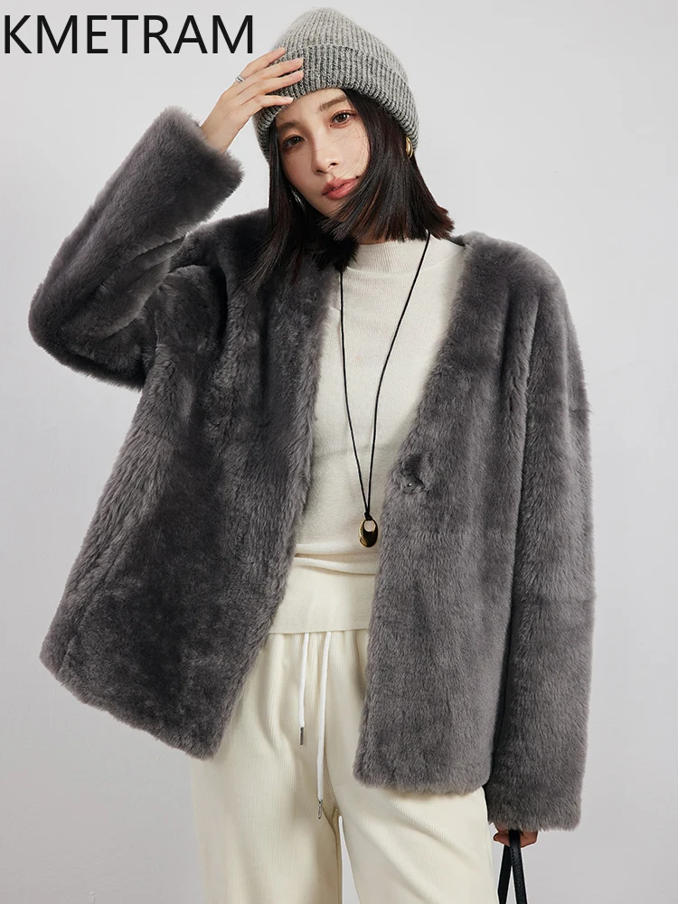 Real Merino Wool Fur Coat Women Winter Luxury Clothes Natural Sheepskin Fur Jacket New in Outerwears Loose Fit шуба женская 2024