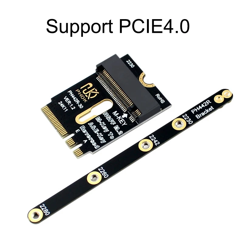 

1 Set M.2 A+E To NVME SSD Adapter - PCIE 4.0 Riser Card A/E Key To M Key With Bracket For 2230 2242 2260 2280 SSD