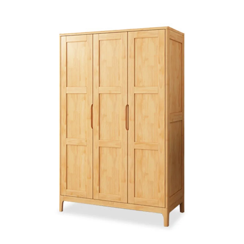 Solid wood wardrobe two doors three doors four doors opposite the door Nordic wardrobe simple modern
