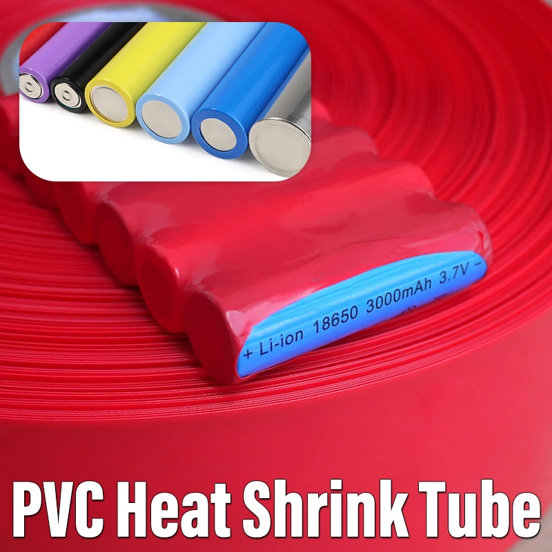 1/3/5M Red PVC Heat Shrink Tube 7~280mm  Insulated Protection Film Wrap 18650 Lithium Battery Packs Cable Sleeve Protection