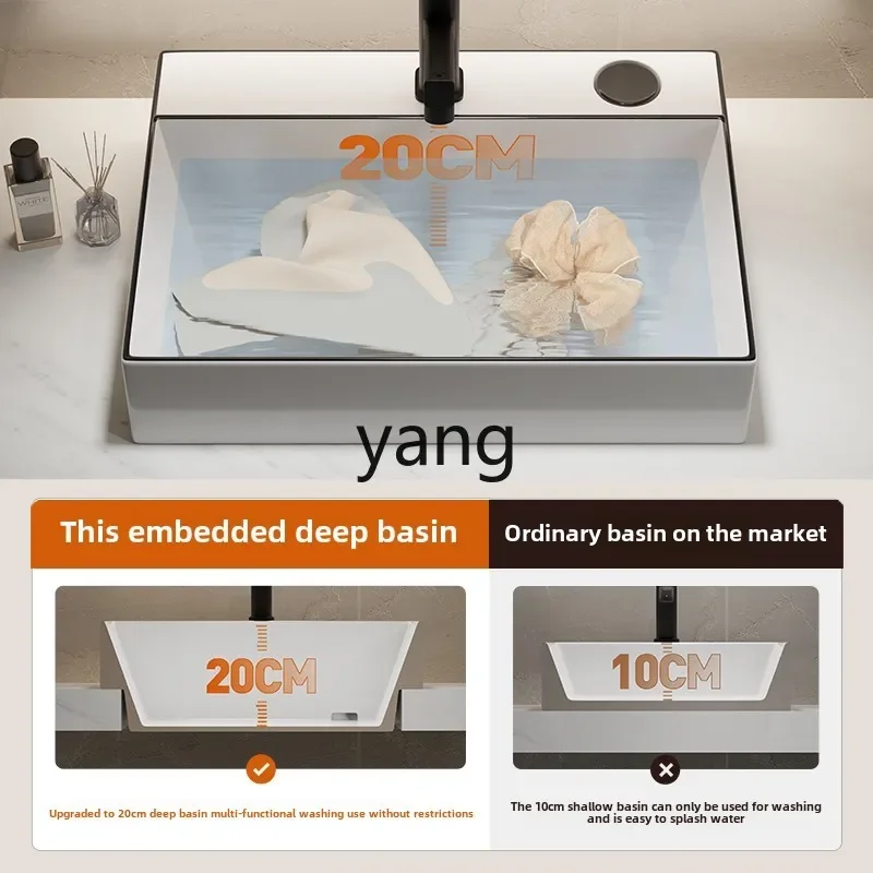 LH semi-embedded stage basin anti-splashing ceramic washbasin single basin square