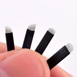 50PCS Black Microblading Needles PMU Tattoo Needles Permanent Makeup Blade 9Pin 12 14 16 U18 Manual Eyebrow Pen Blades