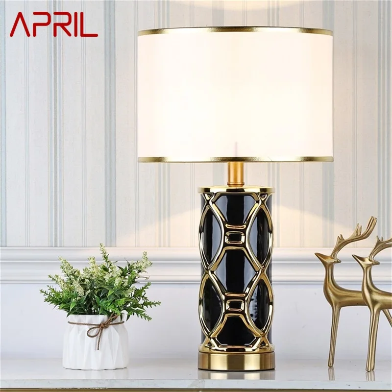 

APRIL Table Lamps Desk Luxury Contemporary Fabric Light Decorative For Home Bedside Bedroom