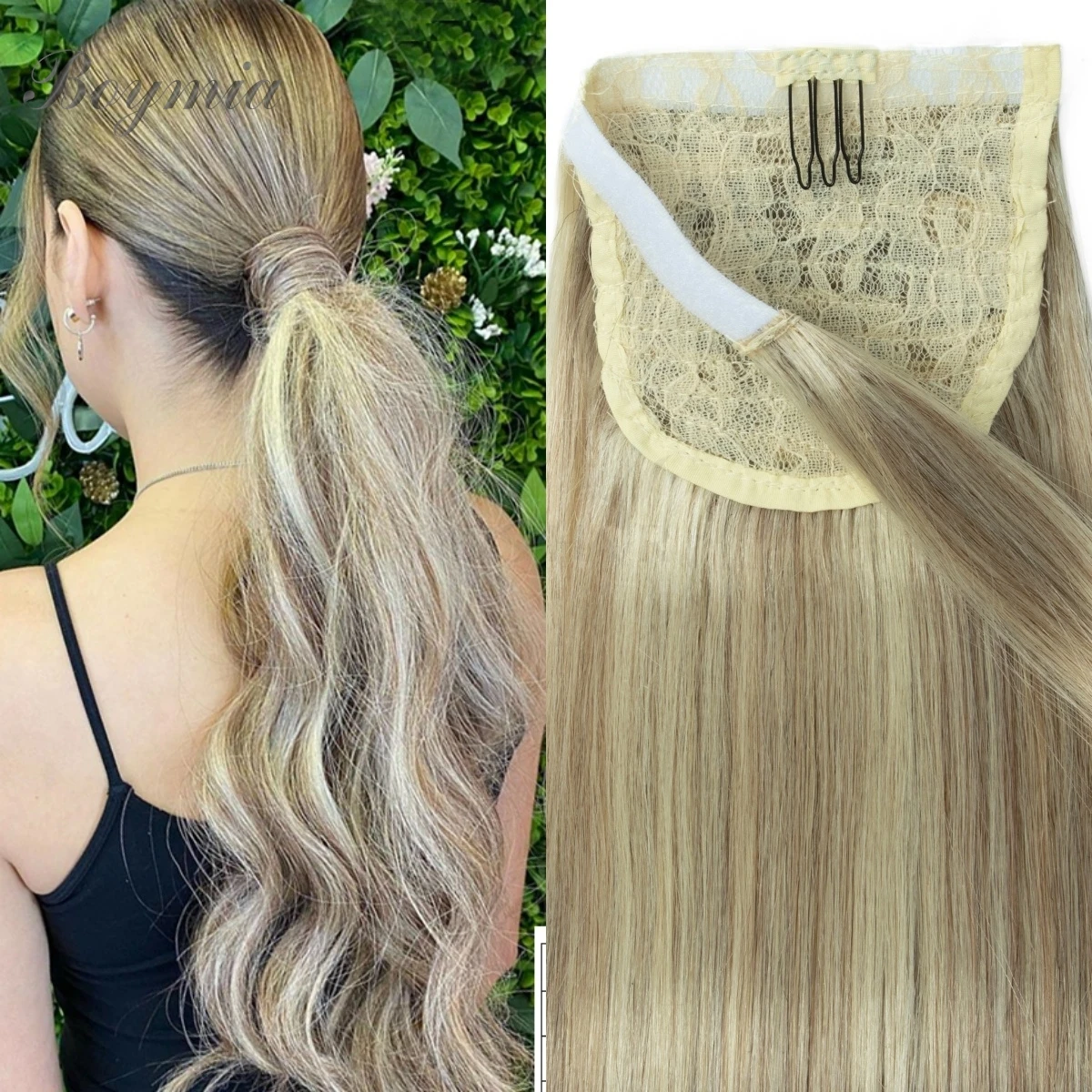 

Boymia хвостик человеческие волосы 100% волосы Remy конский хвост прямые настоящие человеческие волосы на заколке для наращивания хвоста 14-22 дюйма