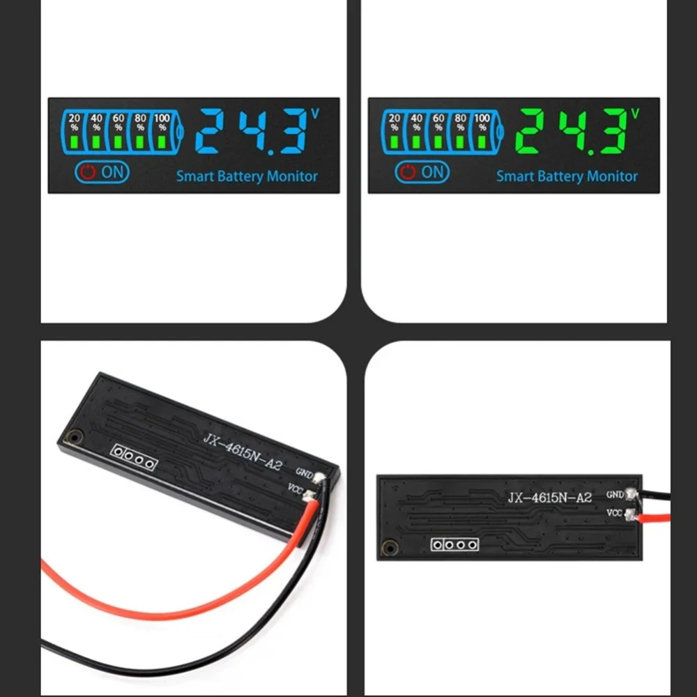 แผงแสดงผลค่าแรงดันไฟฟ้า LED DC 7-55V สำหรับแบตเตอรี่ลิเธียมอัจฉริยะ 12V 24V 48V พร้อมฟังก์ชั่นตรวจสอบแรงดันและตรวจสอบการชาร์จแบตเตอรี่