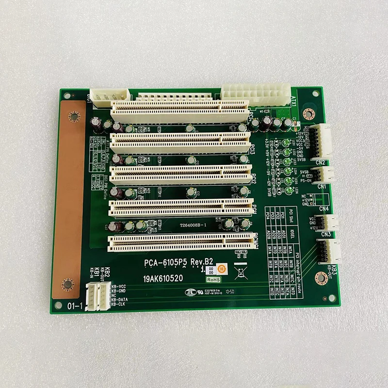 PCA-6105P5 REV.B2 19AK610520 For Advantech Industrial Control Baseboard 5PCI slot supports AT and ATX