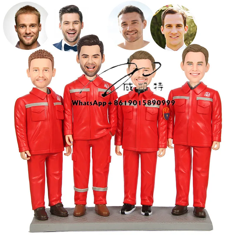 Fully Customizable 4 Person Figurines Custom Team Office Workers Family Clay Crafts for Souvenir