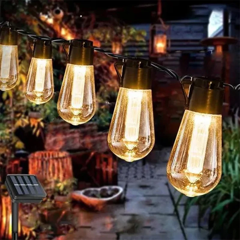 

Outdoor Solar String Lights LED IP65 Waterproof Edison Bulb Retro Vintage Christmas Garland Garden Party Decoration Fairy Lamp