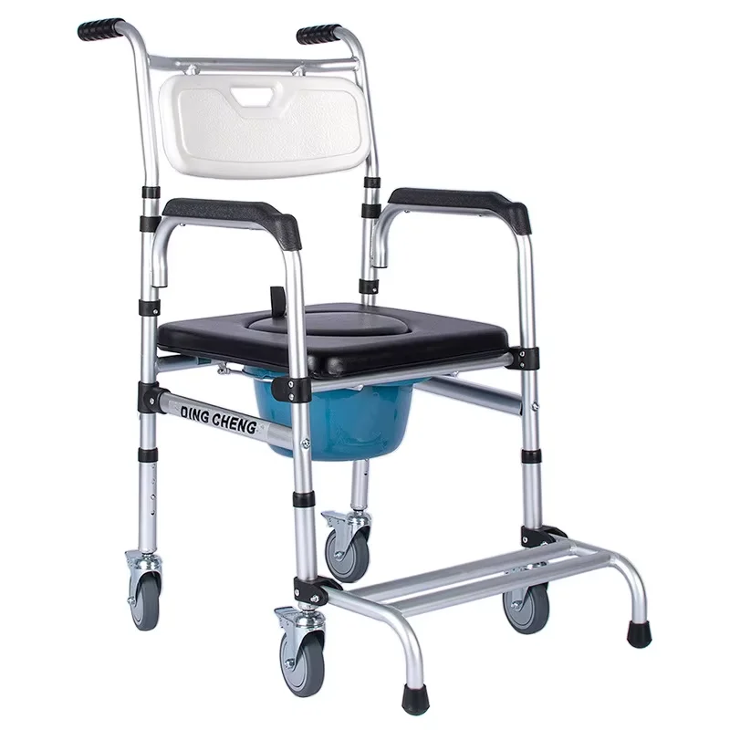 Heavy Duty Aluminum Commode Wheel Chair With Locking Wheels For Elderly