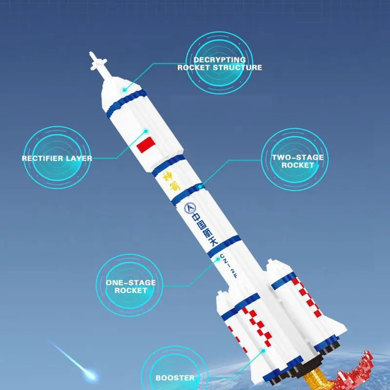 1988 szt. Rakieta kosmiczna klocki do budowania wyrzutni kosmicznych klocków montażowych Model kreatywnych dekotowych zabawek edukacyjnych dla