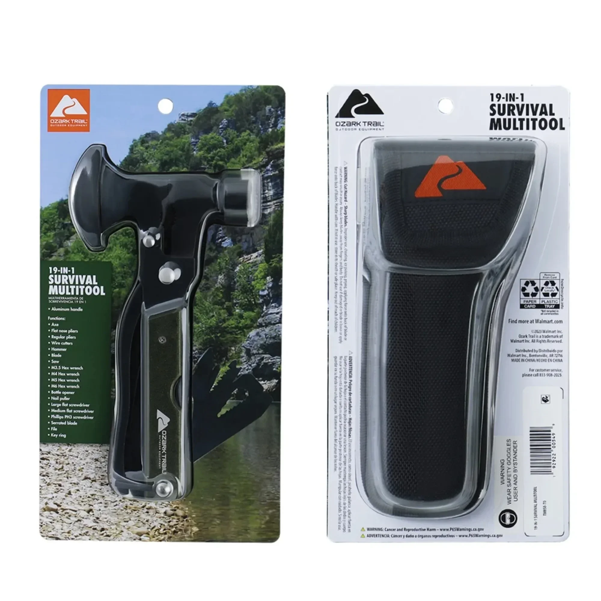 Ozark Trail 6,3-calowe narzędzie wielofunkcyjne 19 w 1, uchwyt aluminiowy, młotek sprzęt kempingowy