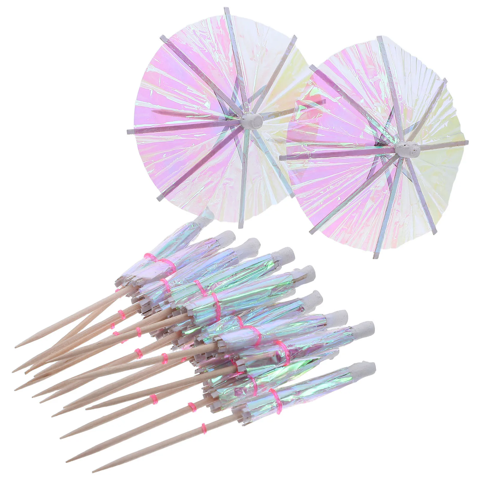 

50Pcs Bright Fluorescent Cocktail Umbrellas Unique Parasol Toppers for and Food Decor Paper Drink Umbrellas
