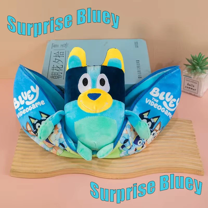 2024 New Bluey Doll Transformation 25cm  Cute Plush Toy Novel Zipper Bluey Pillow Doll Cloth Doll Children's Birthday Gift