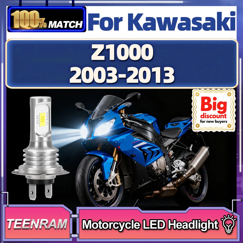 

TEENRAM 1/2X мотоциклетные светодиодные лампы для фар, ампулы для Kawasaki Z1000 2003 2004 2005 2006 2007 2008 2009 2010 2011 2012 2013