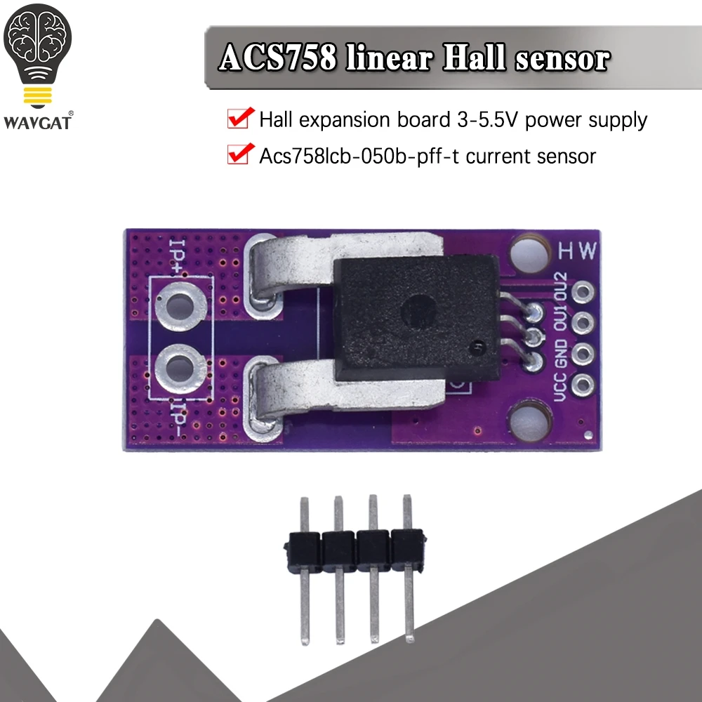 official ACS758LCB ACS758LCB-050B-PFF-T Hall Current Sensor Current Module NEW Diy Kit Electronic PCB Board Module