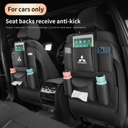 For Mitsubishi Outlander Pajero Asx Lancer EX Evolution X Ralliart L200 Triton Car Seat Back Storage Bag Backrest Anti-kick Pad