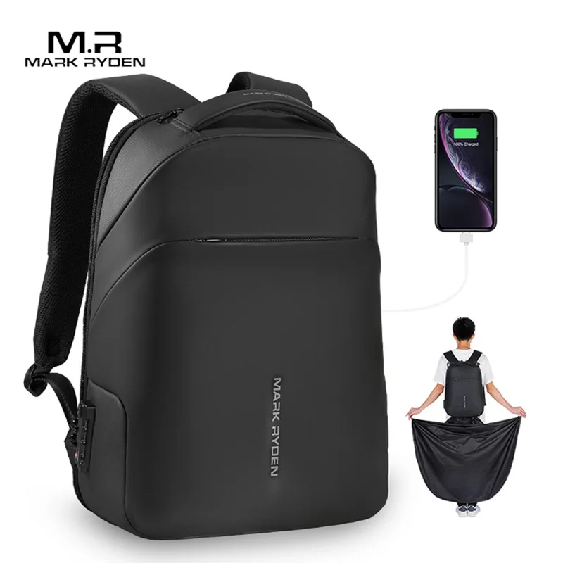 

Mark Ryden Anti-thief Fashion Men Backpack Multifunctional Waterproof 15.6 inch Laptop Bag Man USB Charging Travel Bag