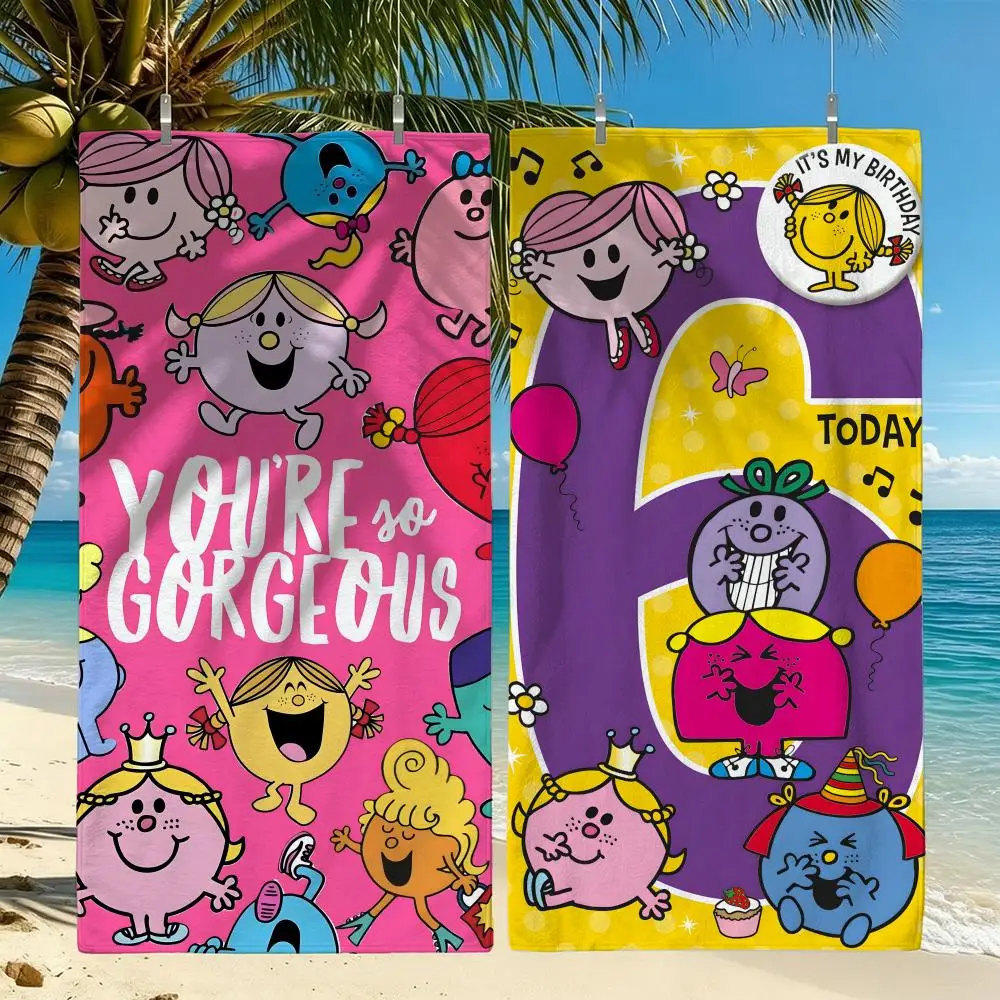 Cartoon M-Mr. Men Little Miss Towel Towel Beach Towel Oversized Quick Dry Towel Absorbent Soft Swim BeachTowels for Men Women